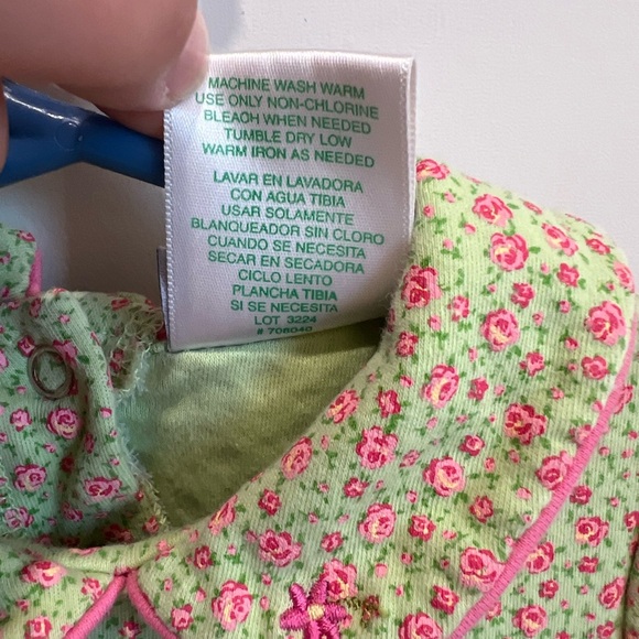 Okie Dokie Green and Pink Floral Smocked Jumpsuit One Piece 12M Baby Girl - Picture 6 of 7